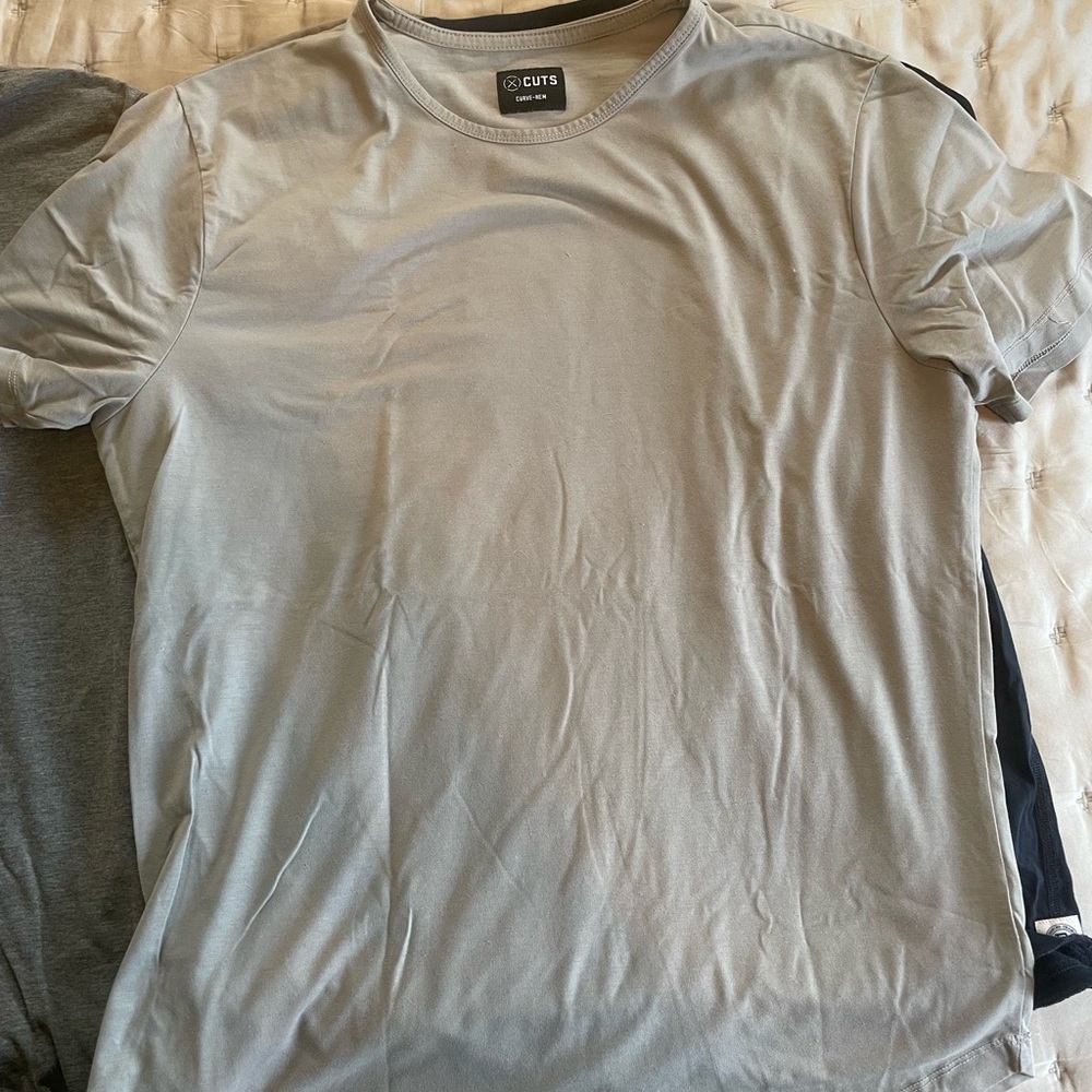 Cuts Men's stoney Gray T-Shirt curved hem